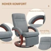 Relaxstoel Tv Stoel Met Ligfunctie, Houten Armleuning, Draaibare Relaxstoel Tv Stoel Met Verstelbare Rugleuning, Ligstoel, Stof, Grijs 8