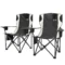 Set van 2 opvouwbare stoelen met armleuningen, drankhouder, hoofdsteun, koeltas, outdoor klapstoel tot 120kg belastbaar, gevoerde vissersstoel, tuinstoel voor tuin, kamperen 1