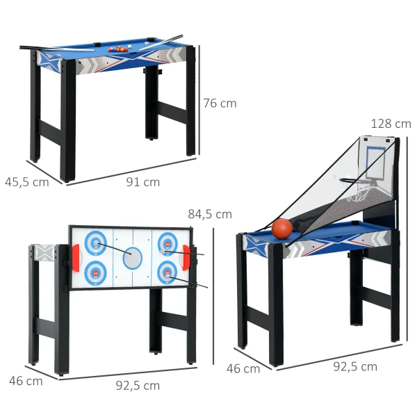 Sportnow Multigame Speeltafel 5 In 1 Inclusief Biljart, Tafeltennis, Hockey, Basketbal, Boogschieten, Speeltafel Met Accessoires, Pijl En Boog 91 X 45,5 X 76 Cm 4