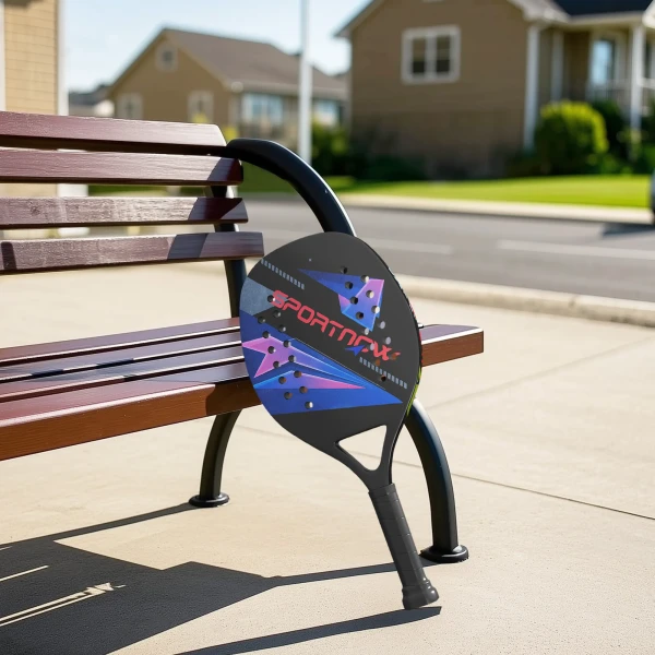 Sportnow Strandbalracket 2 Delige Set Tennissrackets Van Koolstofvezel Strandtennisrackets Met Tas En Antislip Handvat Zwart 10