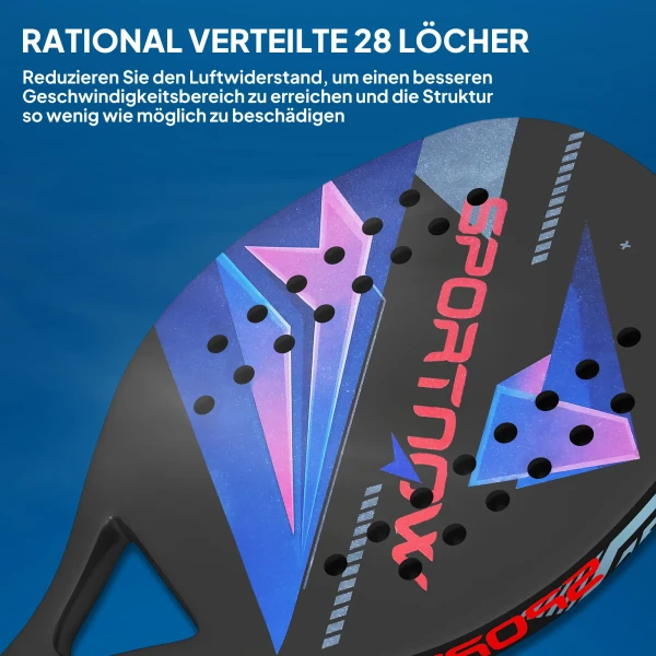 Sportnow Strandbalracket 2 Delige Set Tennissrackets Van Koolstofvezel Strandtennisrackets Met Tas En Antislip Handvat Zwart 7