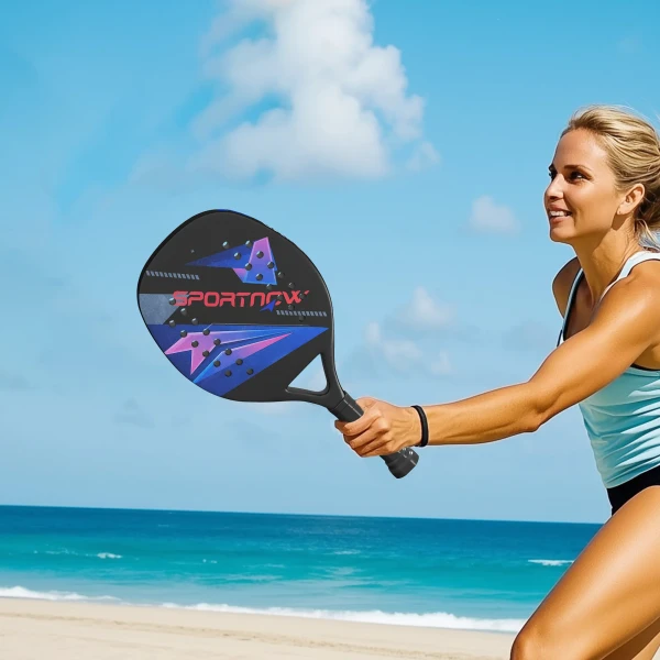 Sportnow Strandbalracket 2 Delige Set Tennissrackets Van Koolstofvezel Strandtennisrackets Met Tas En Antislip Handvat Zwart 9