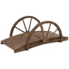 Tuinbrug Van Sparrenhout, Houten Brug Met Wielontwerp, Vijverbrug Tot 150 Kg Belastbaar, Sierbrug Decoratieve Brug, Brug Voor Tuinpark Achtertuin 100 X 50 X 37 Cm Verkoold 1
