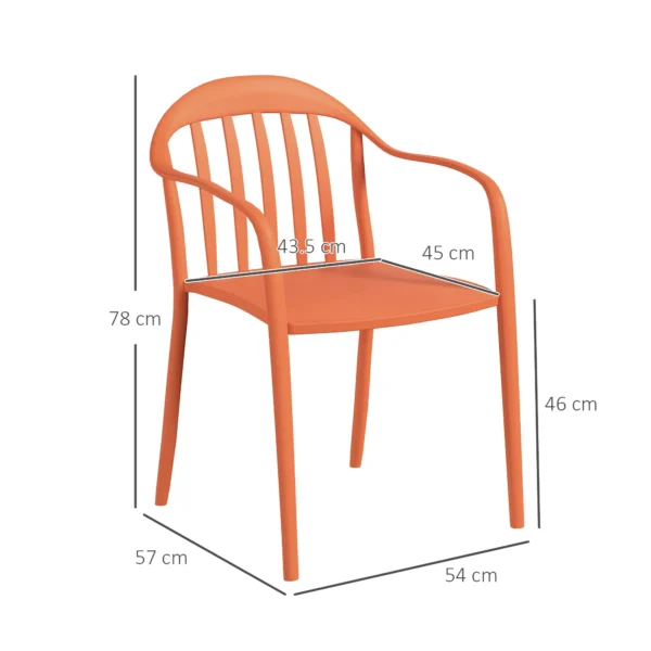 Tuinstoel 4 Delige Set Weerbestendige Tuinstoelen Van Kunststof Stapelstoel Met Armleuning Rugleuning Stapelbaar Terrasstoel Tot 120 Kg Belastbaar Tuinmeubilair Voor Achtertuin, Tuin, Balkon Rood 4