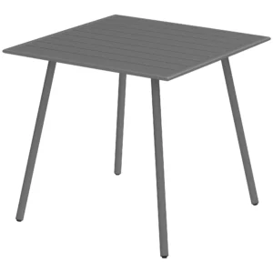 Tuintafel Staal 80 X 80 X 74 Cm Weerbestendig Buffettafel Met Stalen Frame, Antislip Campingtafel 4 Personen Balkontafel Terrastafel Buiteneettafel Voor Tuin, Terras, Balkon, Grijs 1