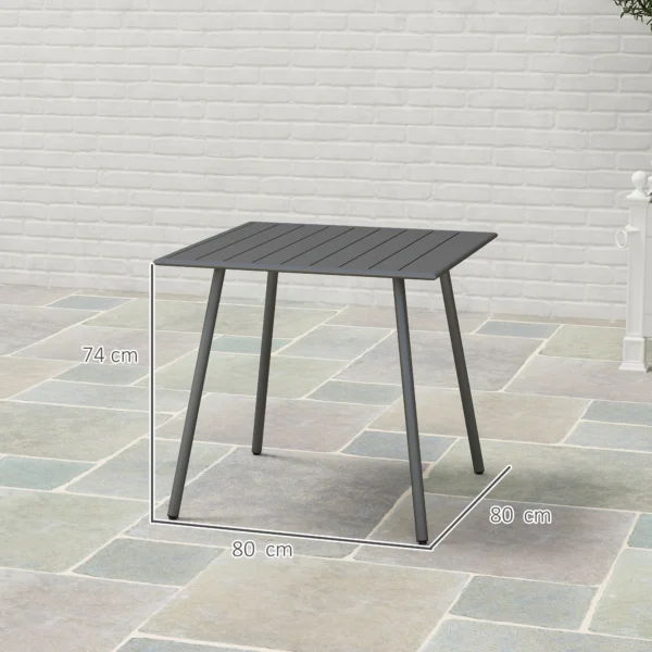 Tuintafel Staal 80 X 80 X 74 Cm Weerbestendig Buffettafel Met Stalen Frame, Antislip Campingtafel 4 Personen Balkontafel Terrastafel Buiteneettafel Voor Tuin, Terras, Balkon, Grijs 4