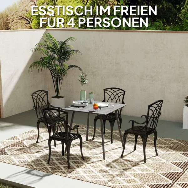 Tuintafel Staal 80 X 80 X 74 Cm Weerbestendig Buffettafel Met Stalen Frame, Antislip Campingtafel 4 Personen Balkontafel Terrastafel Buiteneettafel Voor Tuin, Terras, Balkon, Grijs 5