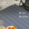 Tuintafel Staal 80 X 80 X 74 Cm Weerbestendig Buffettafel Met Stalen Frame, Antislip Campingtafel 4 Personen Balkontafel Terrastafel Buiteneettafel Voor Tuin, Terras, Balkon, Grijs 6