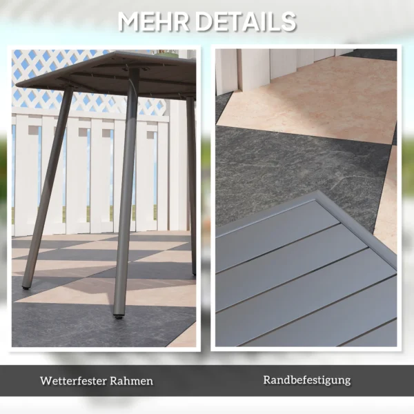 Tuintafel Staal 80 X 80 X 74 Cm Weerbestendig Buffettafel Met Stalen Frame, Antislip Campingtafel 4 Personen Balkontafel Terrastafel Buiteneettafel Voor Tuin, Terras, Balkon, Grijs 7