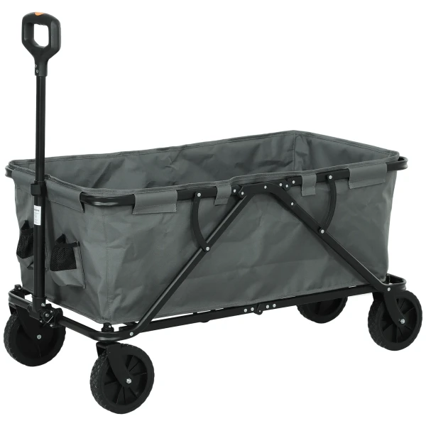 Tuinwagen 120 Kg Belastbaar, Opvouwbare Transportwagen Met Uitneembare Zeil, Handvat, Wielen, Stuuras, Bolderkar Handwagen Tuinkar 160 Liter Gereedschapswagen Voor Huis Tuin, Donkergrijs 1