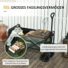 Tuinwagen 120 Kg Belastbaar, Opvouwbare Transportwagen Met Uitneembare Zeil, Handvat, Wielen, Stuuras, Bolderkar Handwagen Tuinkar 95 Liter Gereedschapswagen Voor Huis Tuin, Groen 5