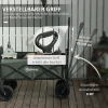 Tuinwagen 120 Kg Belastbaar, Opvouwbare Transportwagen Met Uitneembare Zeil, Handvat, Wielen, Stuuras, Bolderkar Handwagen Tuinkar 95 Liter Gereedschapswagen Voor Huis Tuin, Groen 9