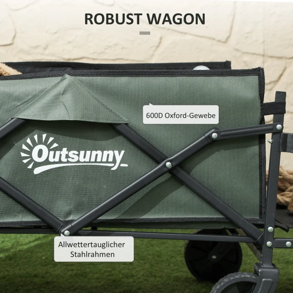 Tuinwagen 90 Kg Belastbaar, Opvouwbare Transportwagen Met Uitneembare Zeil, Handvat, Wielen, Stuuras, Bolderkar Handwagen Tuinkar 72 Liter Gereedschapswagen Voor Huis Tuin, Groen 6