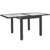 Uitschuifbare Grote Tuin Tafel Afmetingen: 160l X 80b X 75h Cm Aluminium Donkergrijs Blad Van Gehard Transparant Glas 7