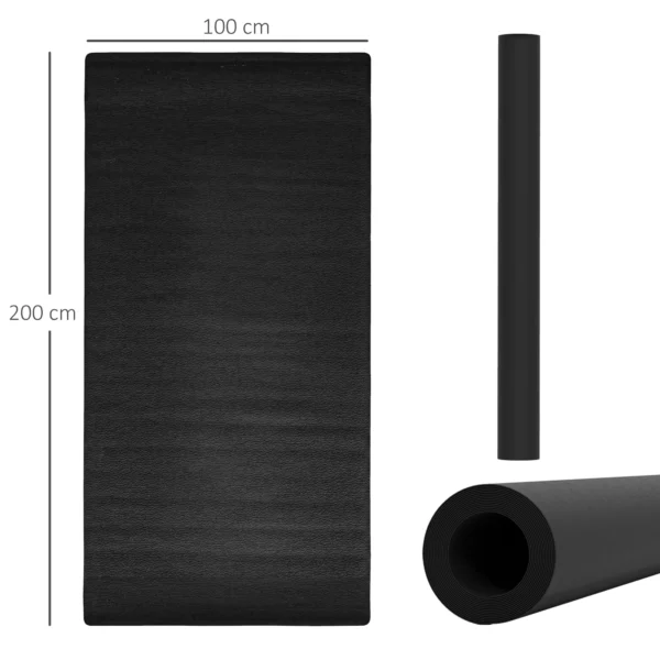 Vloerbeschermingsmat Voor Fitnessapparaten Antislip Fitnessmat 4 Mm Dikke Onderlegmat Sportmat Multifunctionele Mat Voor Yoga Loopband Hometrainer Yogamat Vloermat 200x100 Cm Zwart 4