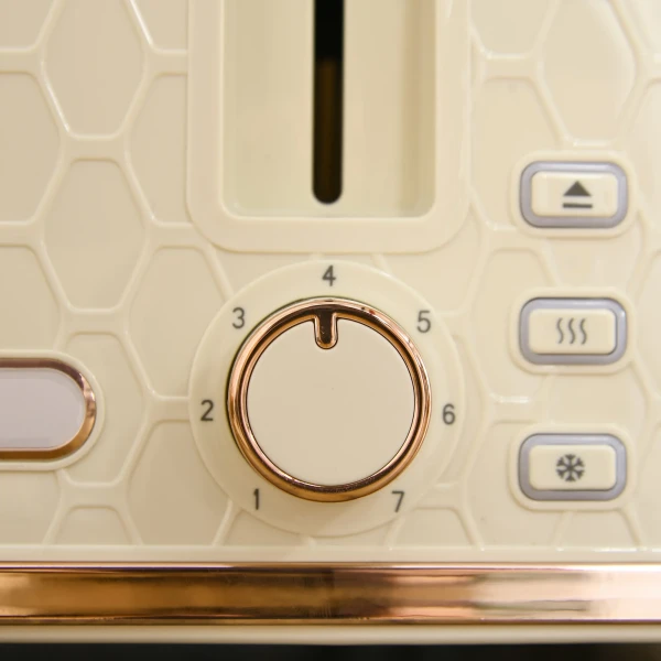 Waterkoker Met Broodrooster 1,7l Waterkoker 4 Toastscheiben Ontbijtset Met 7 Bruiningsniveaus, Automatische Uitschakeling, Ontdooi & Opwarmfunctie En Kruimellade, Beige 10