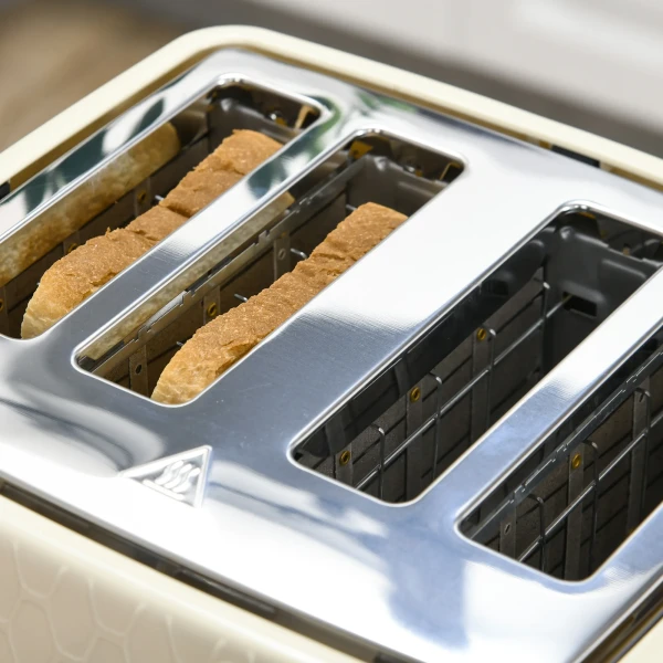 Waterkoker Met Broodrooster 1,7l Waterkoker 4 Toastscheiben Ontbijtset Met 7 Bruiningsniveaus, Automatische Uitschakeling, Ontdooi & Opwarmfunctie En Kruimellade, Beige 9