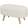 Zitbank Met Opbergruimte, Gestoffeerde Bank Met Deksel, Bedbank Met Teddy Fluwelen Look, Voor Hal Slaapkamer Woonkamer, Houten Frame 82 X 41 X 45 Cm Wit 1