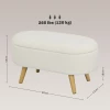 Zitbank Met Opbergruimte, Gestoffeerde Bank Met Deksel, Bedbank Met Teddy Fluwelen Look, Voor Hal Slaapkamer Woonkamer, Houten Frame 82 X 41 X 45 Cm Wit 4