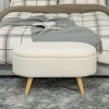 Zitbank Met Opbergruimte, Gestoffeerde Bank Met Deksel, Bedbank Met Teddy Fluwelen Look, Voor Hal Slaapkamer Woonkamer, Houten Frame 82 X 41 X 45 Cm Wit 9