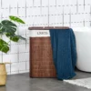 100l wasmand wasverzamelaar wasbox met 3 handvatten en afneembare wasbare waszak bambus katoen metaal bruin+wit 52x32x63cm 9
