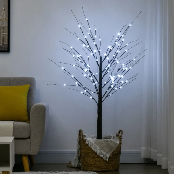 150 cm kunstboom berkenboom met 96 led lichten en kunstsneeuw voor kerstdecoratie en feesten, ideaal voor feestjes en bruiloften 2