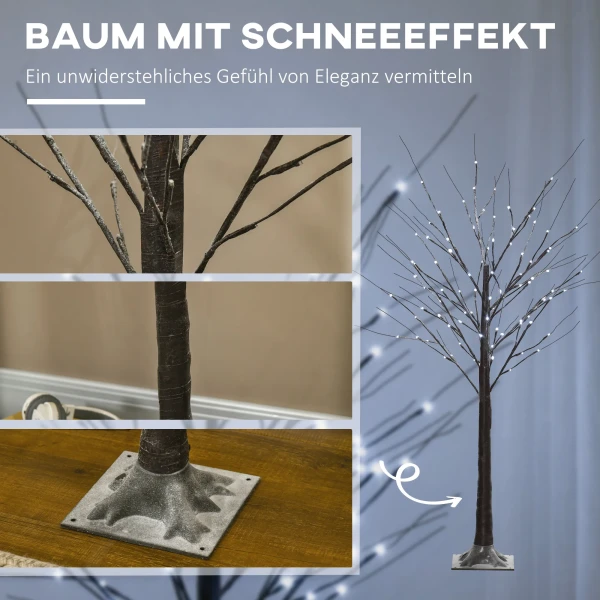 150 cm kunstboom berkenboom met 96 led lichten en kunstsneeuw voor kerstdecoratie en feesten, ideaal voor feestjes en bruiloften 6