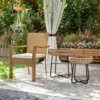 2 delige set bijzettafel polyrattan Ø60/41 cm rond weerbestendig tuintafel met x poten verstelbare voetpads outdoor balkontafel salontafel tuinmeubilair voor tuin, balkon bruin 10