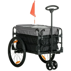 2 in 1 fietsaanhanger vrachtaanhanger transportaanhanger voor fiets met 20 inch luchtbanden 40 kg draagvermogen 130 x 64 x 64/103 cm 1