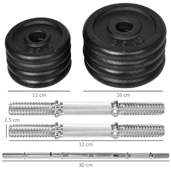 2 in 1 halterset verstelbaar dumbbellset 20 kg korte halter en lange halter met verbindingsbuis roestvrij en antislip voor effectieve training 4