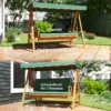 2 in 1 hollywood schommel met ligfunctie, 3 zits tuinschommel van hout, houten schommel met zonnedak zitkussen, schommelbank tot 330kg, voor tuin, terras, 236x130x181 cm, donkergroen 5