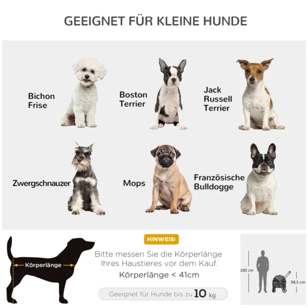 2 in 1 hondenbuggy huisdierwagen met regenhoes, opvouwbare kattenwagen, 2 veiligheidslijnen, oxford, donkergrijs voor reizen & uitstapjes 5