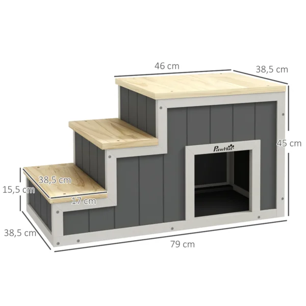 2 in 1 hondentrap kattentrap met hol 3 treden huisdierramp van hout tot 30 kg voor honden en katten 4