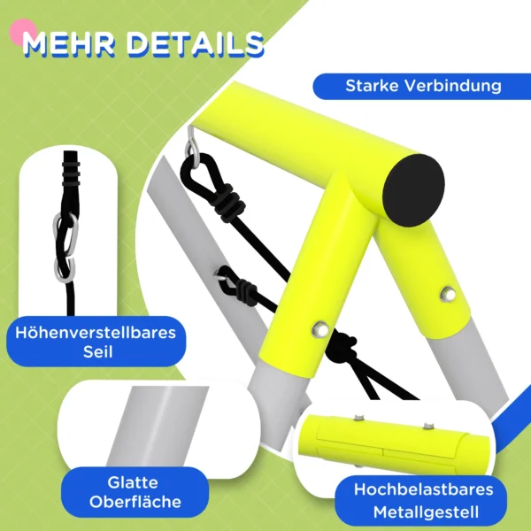 2 in 1 schommelset, dubbele schommel, kinderschommel, met klimnet, ladder met sporten, staal, stabiel, groen 8