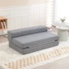 2 in 1 vloersofa, belastbaar tot 250 kg, opvouwbare slaapbank met linnenlook, voor 2 personen, slaapbank, voor woonkamer, slaapkamer 2