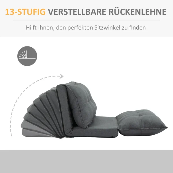 2 in 1 vloerstoel vloersofa slaapbank met 13 verstelbare rugleuningposities voor woonkamer linnen grijs 100 x 71 x 54 cm 6