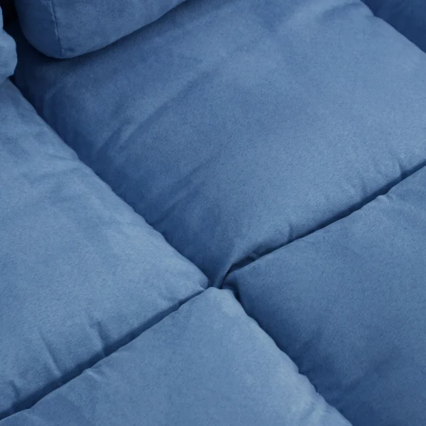 2 in 1 vouwbare vloersofa, 102l x 73b x 60h cm, met 3 voudig verstelbare rugleuning, zitkussen, fluweel, staal, blauw | aos 10