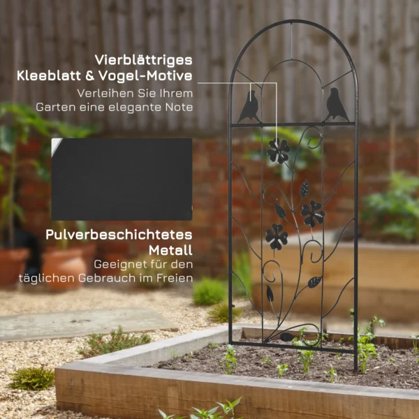 2 set klimrek tuin 38b x 98h cm van metaal met klaverblad en vogelvormen voor klimplanten roestvrij zwart voor tuin balkon hof 7