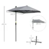 2 x 2 m half ronde parasol zonnescherm met beugel waterdicht voor tuin terras balkon, 100% polyester donkergrijs 4