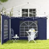2 zijpanelen zijwanden voor 3x3m en 3x6m paviljoen, vervangende wanden met venster en deur, oxford materiaal, blauw voor tuinfeesten 9