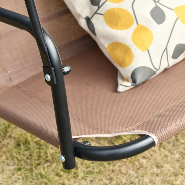 2 zits hollywoodschommel schommelstoel tuinligstoel uv bestendig, hoogwaardige metalen buis, hoekinstelbaar, bruin voor tuin & terras 10