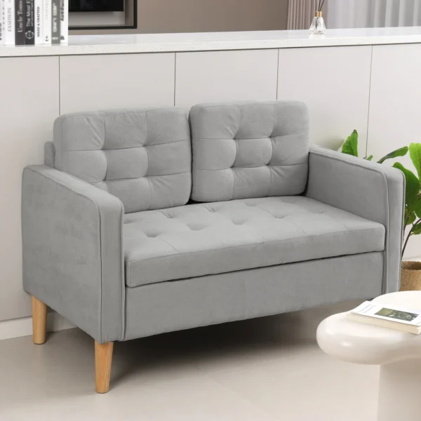 2 zitsbank, bank met opbergruimte, gestoffeerde bank, tweepersoonsbank met fluweelachtige uitstraling voor woonkamer, slaapkamer, 117x 62 x 78 cm 2