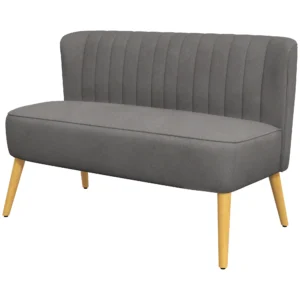 2 zitsbank loveseat met linnenlook, dubbelbank, houten poten, tot 150 kg, donkergrijs, 117 x 56,5 x 77 cm 1