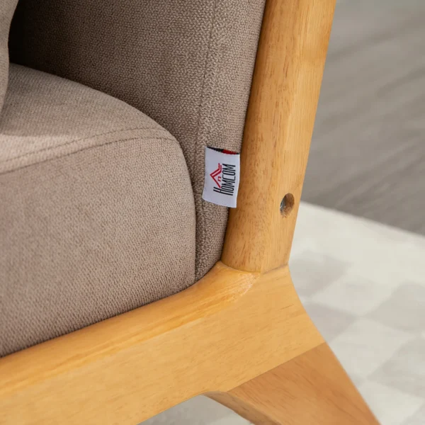 2 zitsbank loveseat tweezitter met kussen en fluwelen look rubberhout, lichtgrijs, 122 x 71 x 76 cm 10