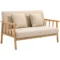 2 zitsbank sofa couch 2 lendenkussens gestoffeerd houten frame linnenlook tweepersoonsbank kleine ruimtes beige 1