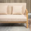 2 zitsbank sofa couch 2 lendenkussens gestoffeerd houten frame linnenlook tweepersoonsbank kleine ruimtes beige 9