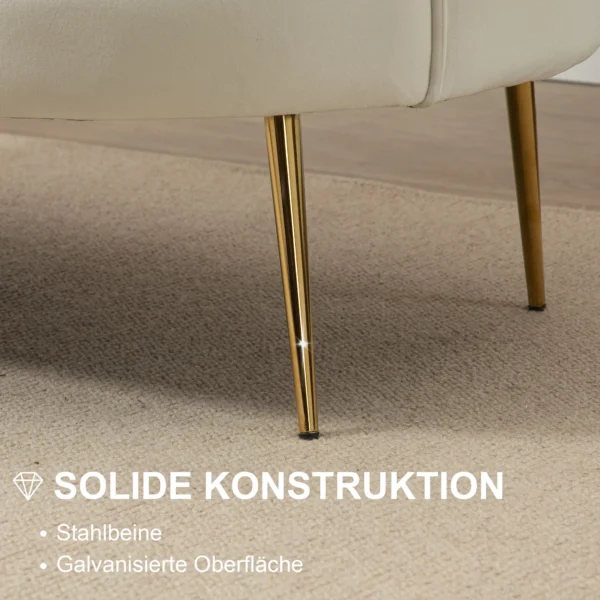 2 zitsbank sofa couch gestoffeerde loveseat armleuning fluweel tot 150kg woonkamer slaapkamer crème 130x77x77cm 7