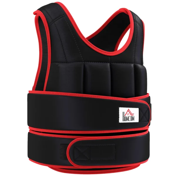 20 kg trainingsvest gewichtsvest met dubbele riemen verstelbaar krachttraining fitness oxford metaal zand zwart+rood 60 x 50 cm 1