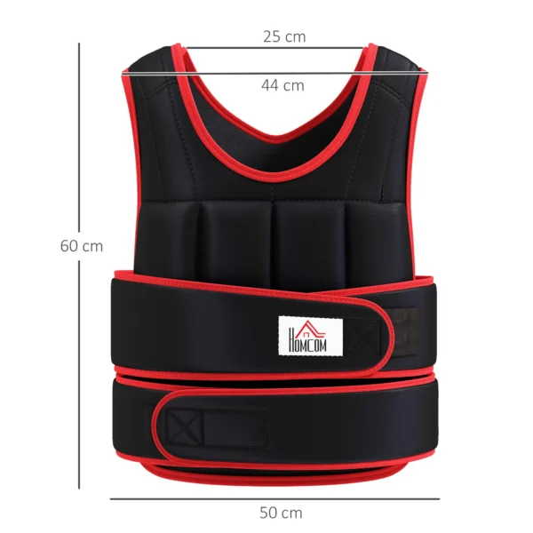 20 kg trainingsvest gewichtsvest met dubbele riemen verstelbaar krachttraining fitness oxford metaal zand zwart+rood 60 x 50 cm 4