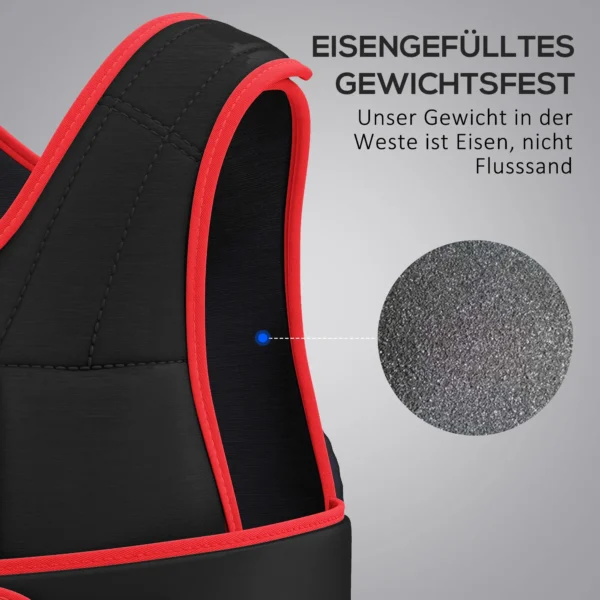 20 kg trainingsvest gewichtsvest met dubbele riemen verstelbaar krachttraining fitness oxford metaal zand zwart+rood 60 x 50 cm 6